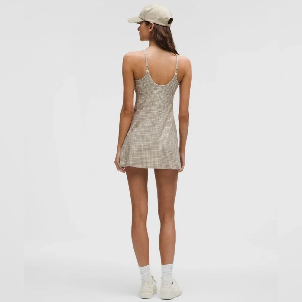 ππ€ Lululemon Align High Neck Dress - Glow Grid Light Ivory Multi - Picture 2 of 10